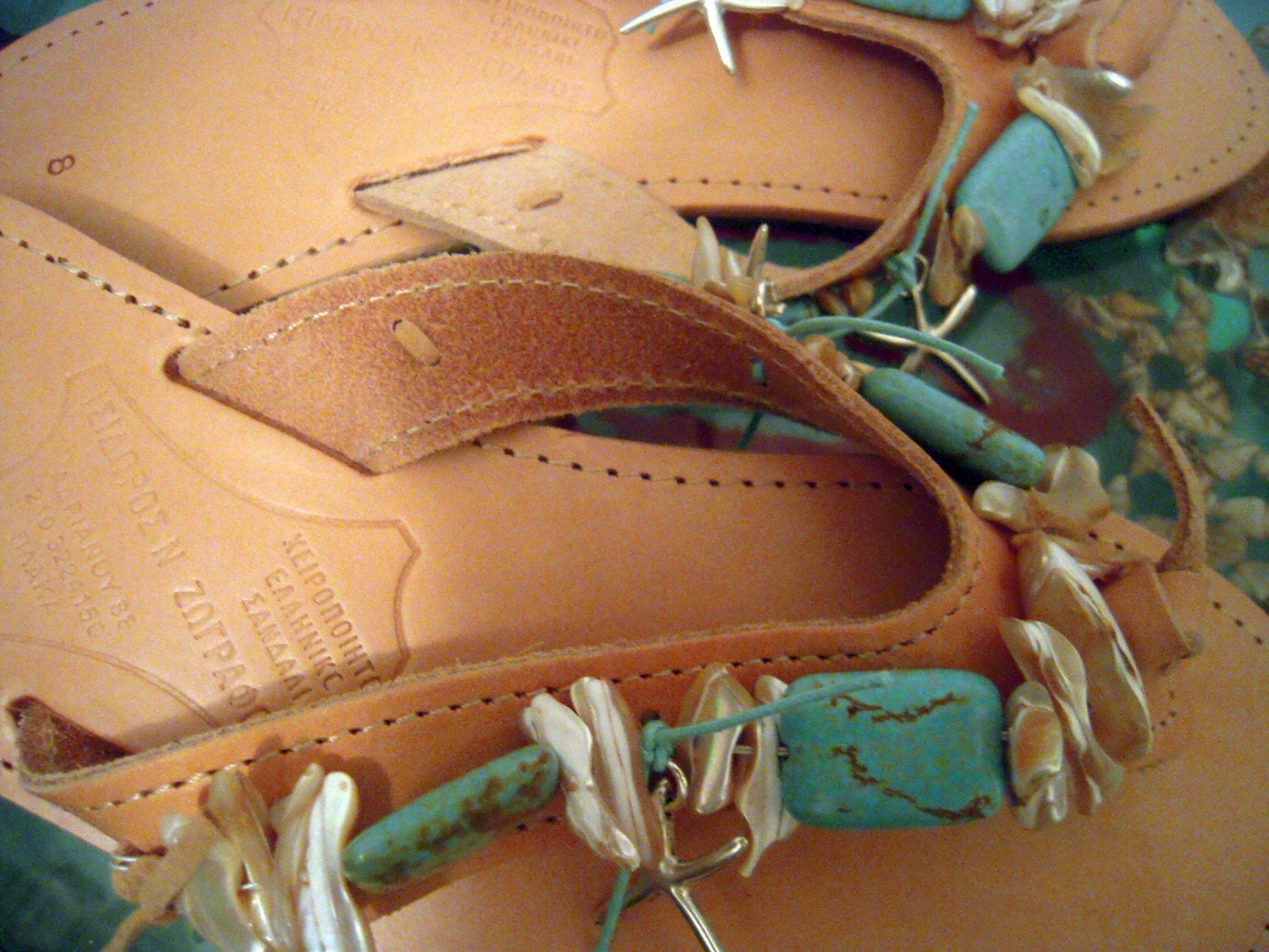 Sissy's blue - Leather sandals- Flip flops