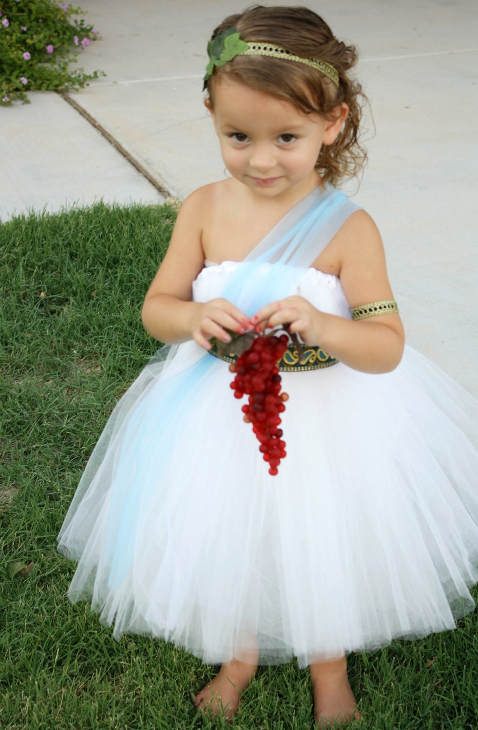 Greek Goddess Halloween Tutu Dress size 24mo 2T to 4T Includes Headband and Armband