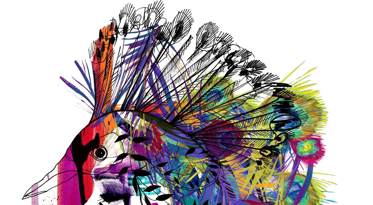 Peacock Girl // A3 Giclée print // FASHION ILLUSTRATION