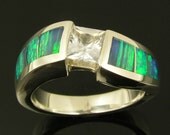 Australian Opal and White Sapphire Ring in Sterling Silver