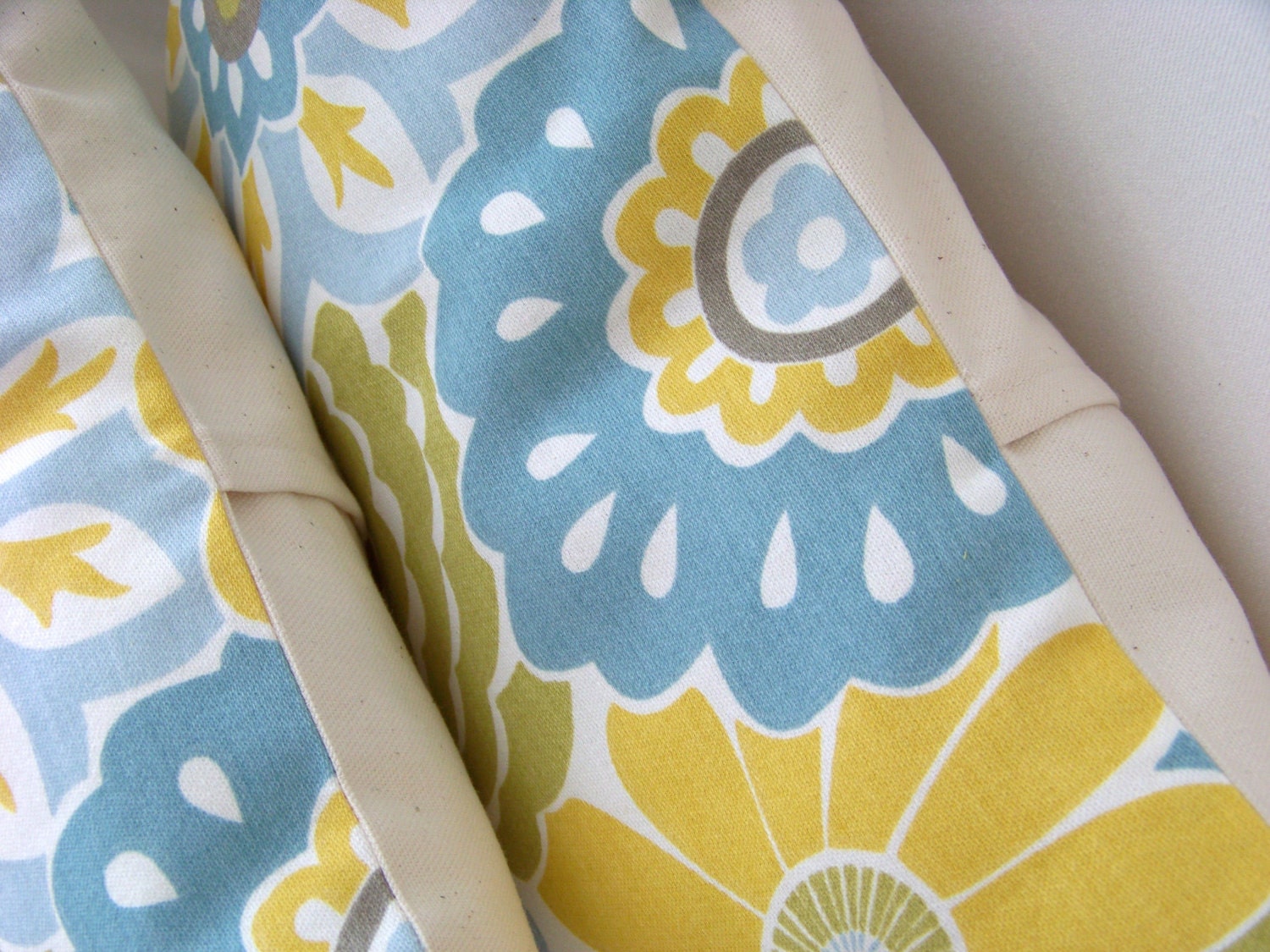 Decorative Throw Pillow Cover 12x16 Inch Spa Blue Yellow Cushion Accent