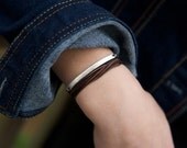 Tie It On Multi Wrap Leather Bracelet with Fine Silver - Button or Clasp Optional