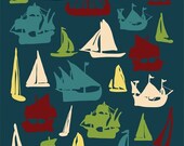 Boats Print Art / Boats Poster of Ships "I LOVE BOATS" 11x14 Blue Wall Art, Boys Bedroom Decor