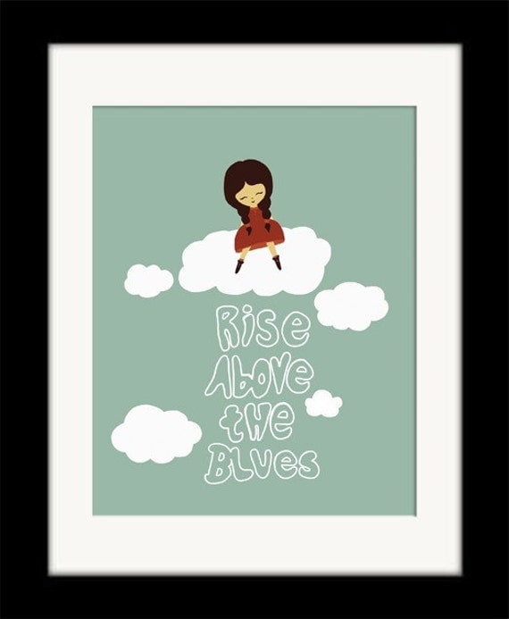 Positive Message Print Art, Positive Poster, 8x10 Blue Inspirational Saying, Positive Digital Print, Digital Illustration
