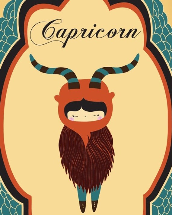 CAPRICORN Zodiac Digital Print Zodiac Sign, Astrological Sign Wall Decor, Capricorn Digital Illustration Birthday Gift, Astrology Wall Decor