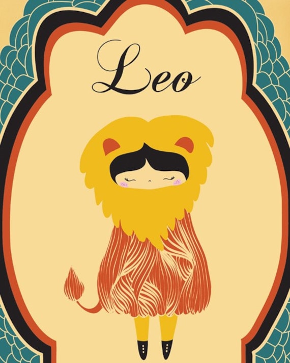 Digital Print, Leo Zodiac Illustration Art Print, "LEO" Birth Sign, Leo Constellation Illustration Print Art, Wall Decor, Poster