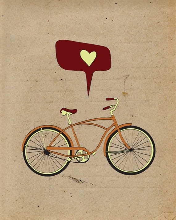 Bicycle Print Art, Giclee Print Bike Poster, Antique Bike Print, Retro Cycling Giclee Print, Vintage Digital Illustration Bicycle Decor