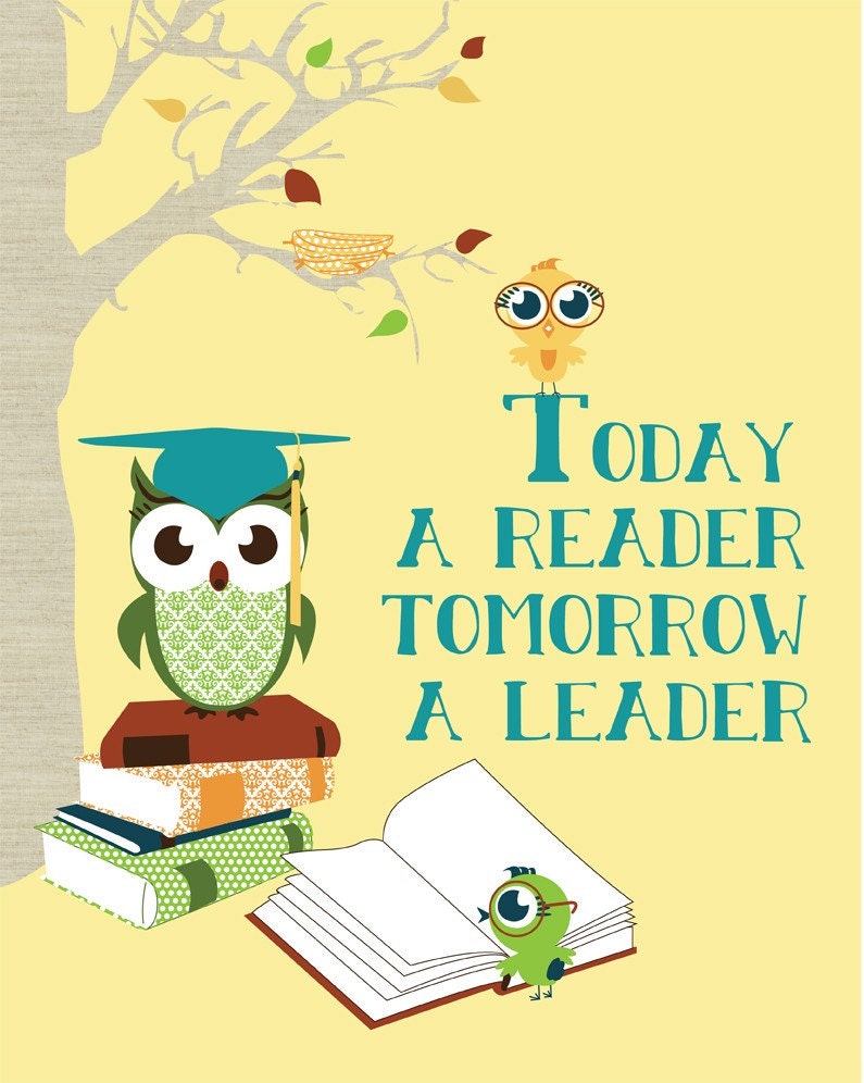 Classroom Poster, Classroom Art Wall Decor "Today a Reader, Tomorrow a Leader" Reading Books Educational Classroom Decor