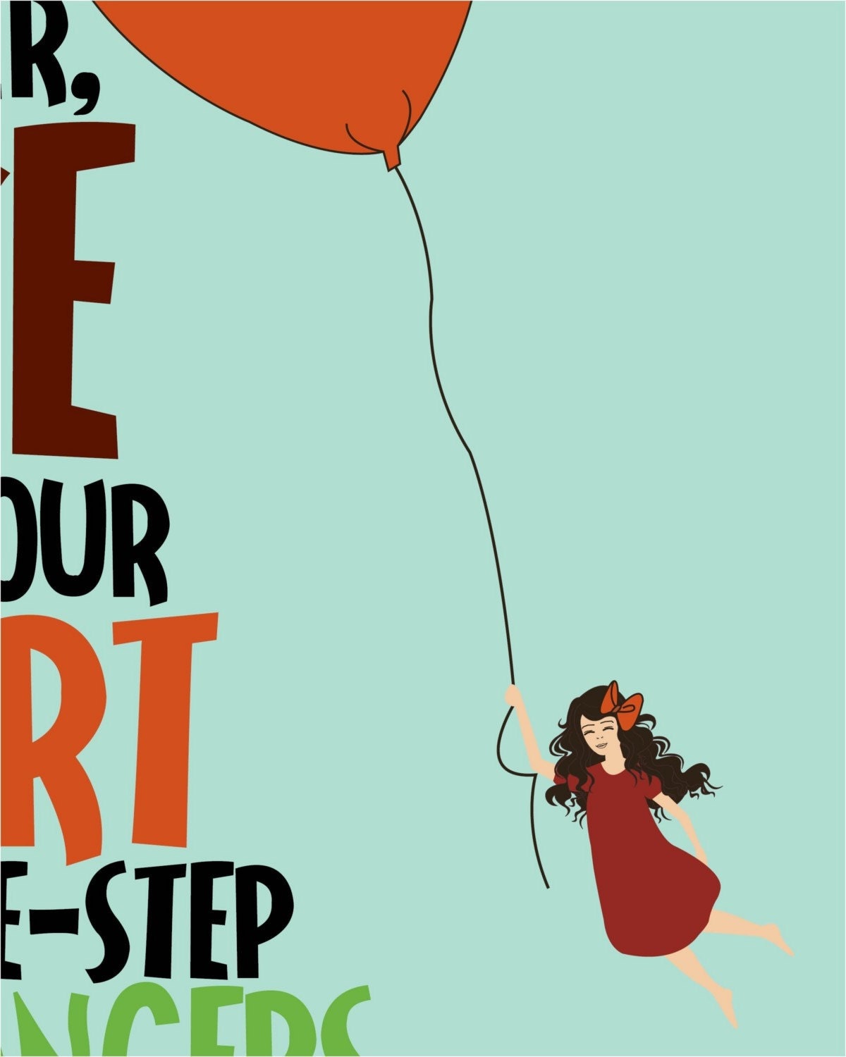 Poster, Positive Quote Print "Let Go" Girls Bedroom Wall Art Decor, Positive Print, 11x14 Art for Motivation & Inspiration for Girls