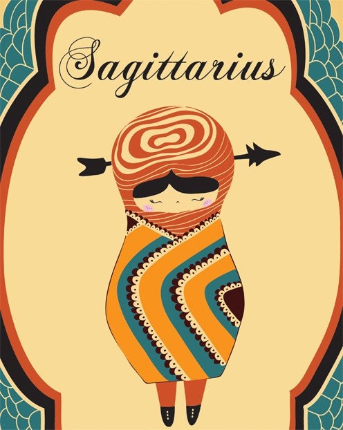 Sagittarius Astrological Sign Art Print, Sagitarius Constellation Poster 8x10 Sagittarius Zodiac Sign Illustration Artwork