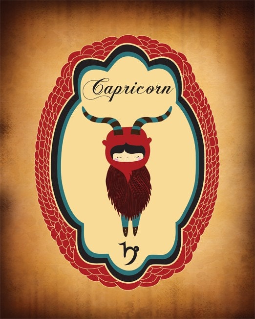 CAPRICORN Zodiac Digital Print Zodiac Sign, Astrological Sign Wall Decor, Capricorn Digital Illustration Birthday Gift, Astrology Wall Decor