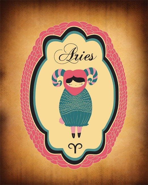 ARIES Zodiac Sign, 8x10 ARIES Astrological Print, Aries Constellation, Indie Art Horoscope Poster Wall Decor