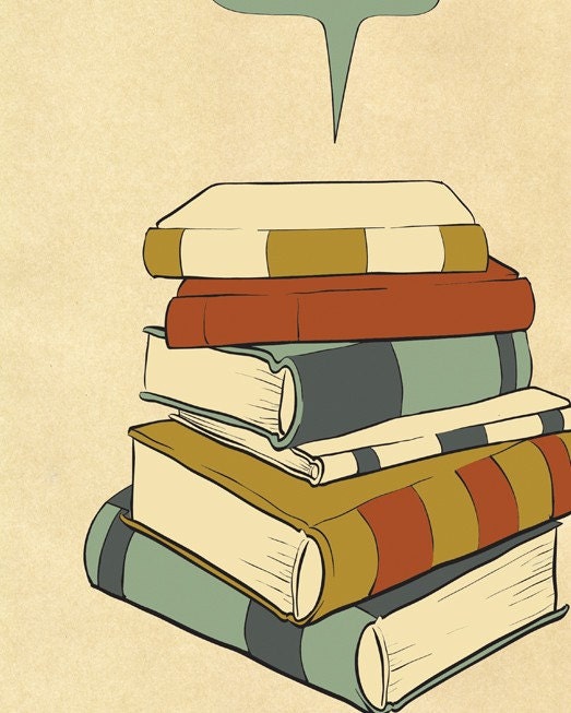 Reading Print Art "I READ" Digital Illustration, Books Love Poster, Books Illustration Drawing Art, Library Print, Reading Books Print