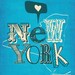 New York Poster / Print Art "I HEART NEW YORK" 8x10 State Map Love Poster in Blue, Red, Yellow, Green