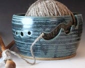 Bridges Pottery Yarn Bowl Demin Blue Knitting Bowl Custom Order