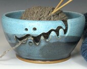 Bridges Pottery Yarn Bowl Knitting Bowl Turquoise and Blue Showcased by Vogue KNitting CUSTOM ORDER