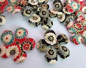 10 padded oriental asian flower appliques embellishments EM-299 for hair clips, hair bows, scrapbooking and more
