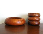 Vintage Wooden Bowl Set of FOUR