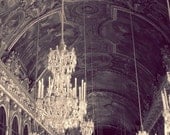 Chandelier, royal, Glitter, sparkle, chandlier, lighting, hall of mirrors, Parisian, Paris, French, Versailles, fine art photograph 5"x7"