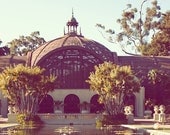 Balboa park san diego, Pastel green, blue, teal, pink, yellow, botanical garden, rich color, history, fine art photograph 5"x5"