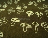 Kawaii Retro Mushrooms Brown - Cotton - EK-QS38144A