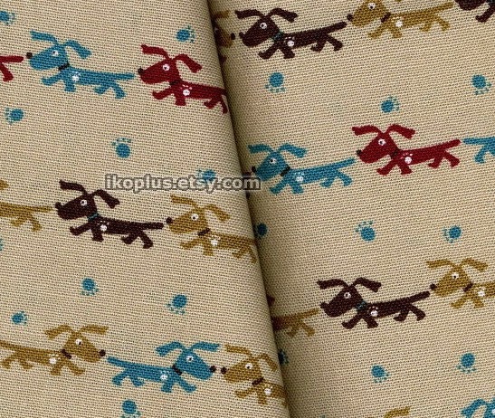 Lovely Dogs with Paw Prints in Tan - EK-QS31504B