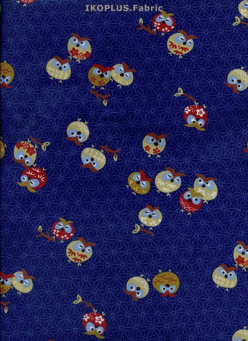 Kawaii Owls in Navy - Japanese Cotton - EK-QS34505C