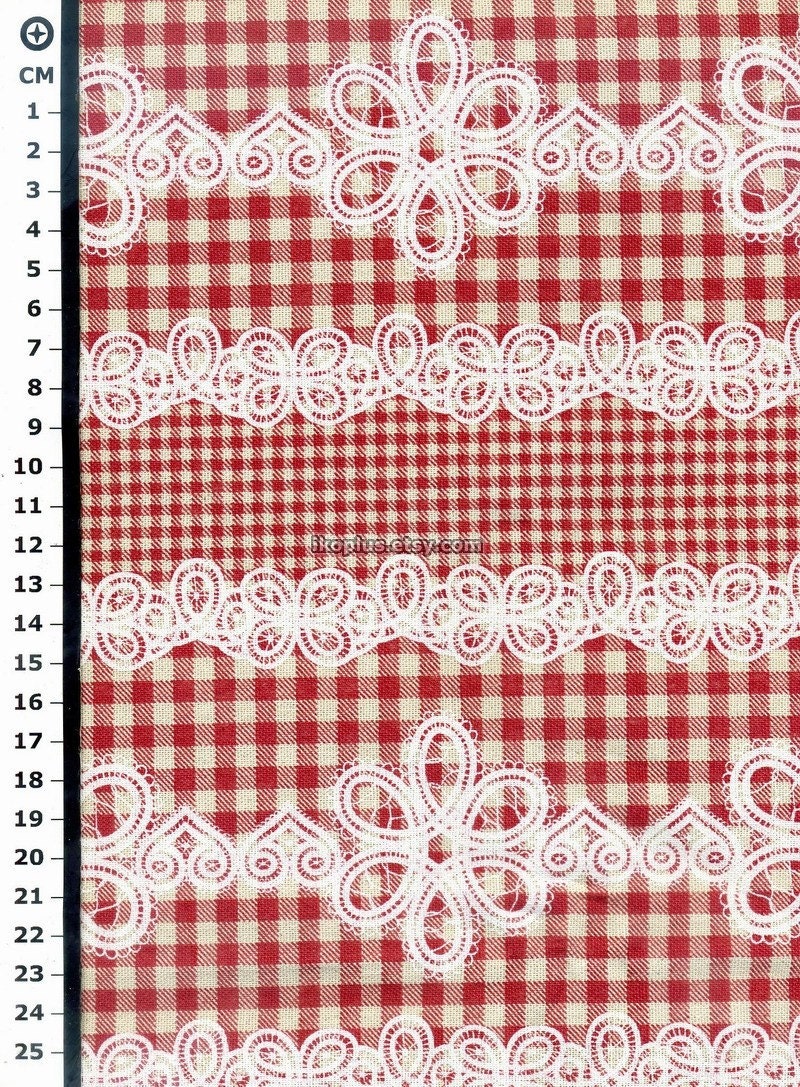Check with Pretty Lace Print in Red  -  EK-QS31610C