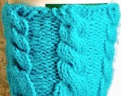 Sky Cable Knit Coffee Cup Cozy, Sleeve Holder Thermal Insulate Bright Azure Lake Beach Sea Pool Water Light Blue Spring Summer College Eco