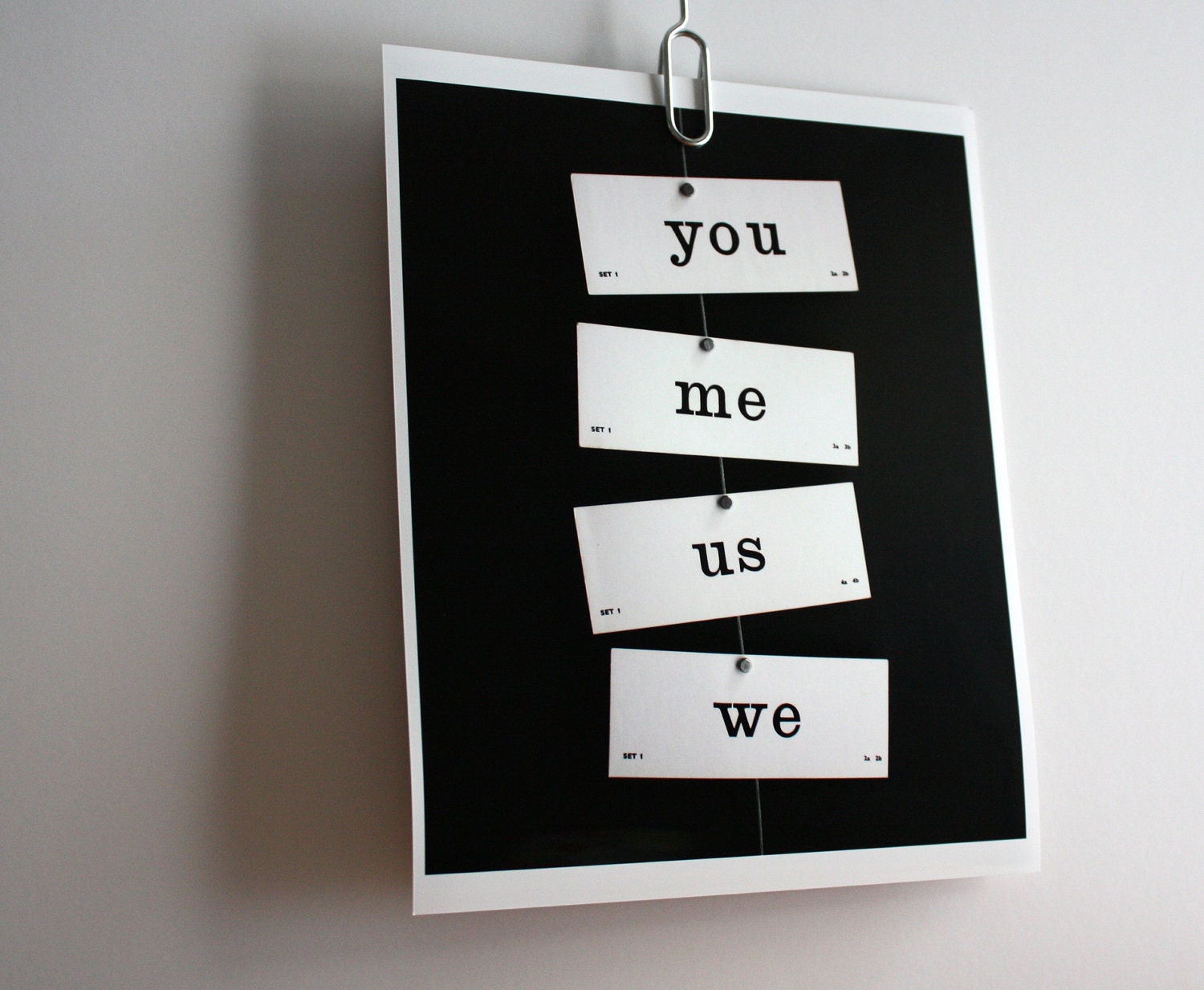 Vintage flash cards words print you me us we family typography 10 x 8 art photograph Typescale home decor