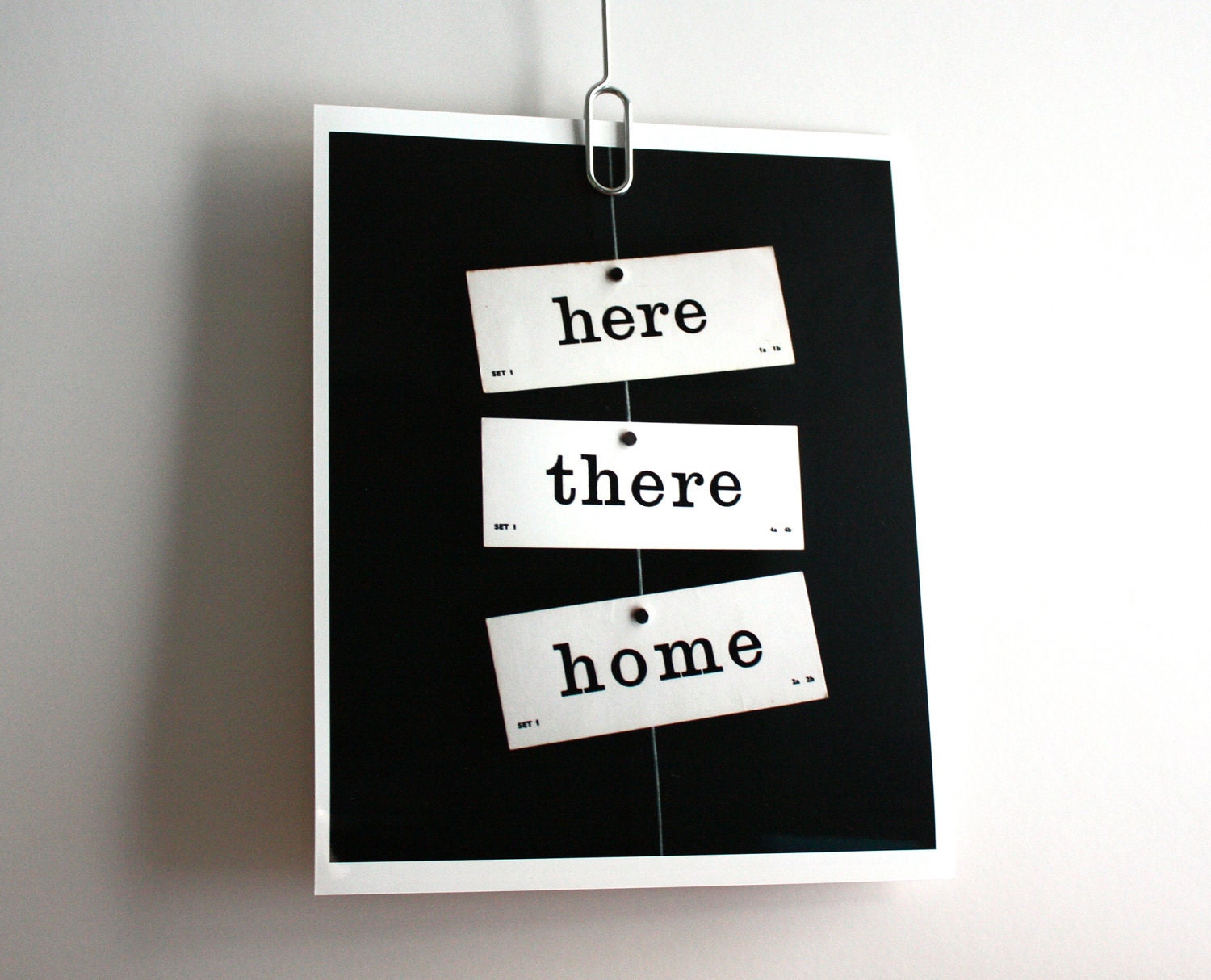 Vintage flash cards words print here there home typography 10 x 8 art photograph travel Typescale home decor