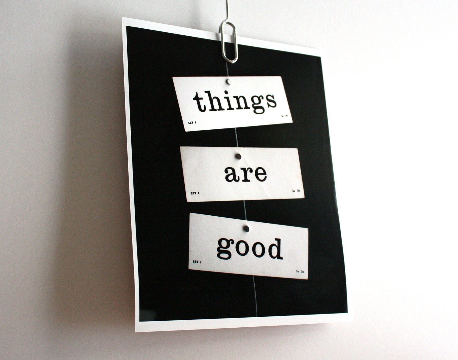 Vintage flash cards things are good word typography motivational print photograph 10 x 8 art print Typescale home decor