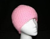 Handmade crochet pink hat warm and durable made with double yarn / ANY SIZE
