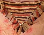 Victorian Garden woven hip scarf, belly dancing, faerie cosplay (size large)