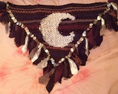 Crescent Moon woven hip scarf, belly dancing, faerie cosplay (size large)