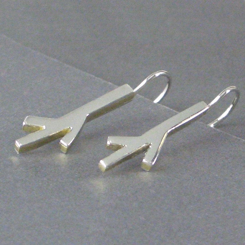 Sterling Silver Branch Earrings - Layered with Brass