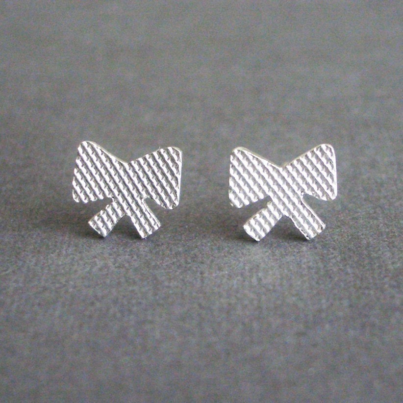 Sterling Silver Ribbon Bow Post Earrings