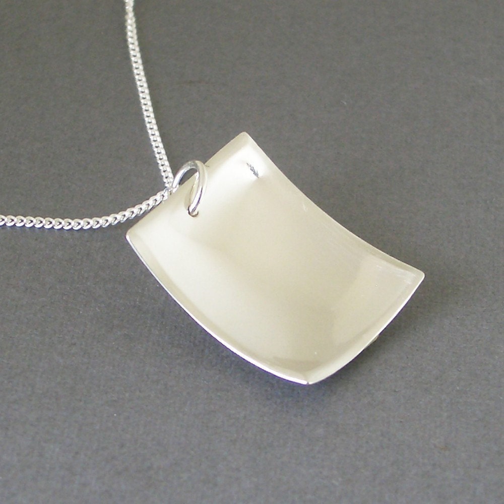 Rectangle Sterling Silver Necklace - Reversible Scoop