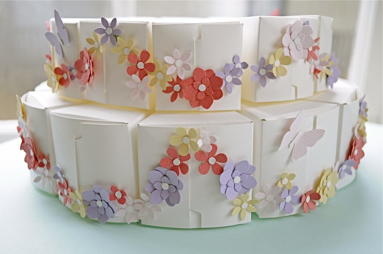 GAH - Two tiered butterfly and flower paper cake