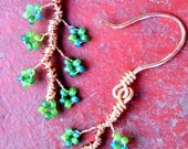 Earrings - Copper and Green Cherry Blossoms