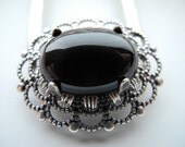 Made to Order Metal Hair Fork - Aluminum and Black Onyx Cabochon