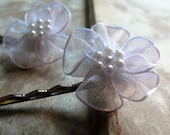 Sheer White Blossom and Pearls Bobby Pins