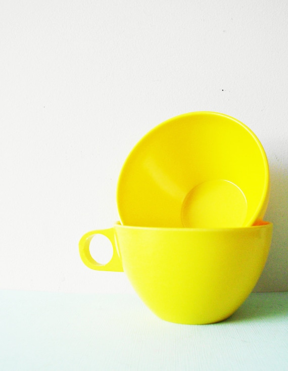 Yellow Melmac Coffee Cups