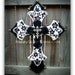 Large Wall CROSS - 3 layers - Black & White Floral