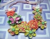 Fabric Flower Bib Necklace Tutorial ... Includes All 3 Fabric Flowers