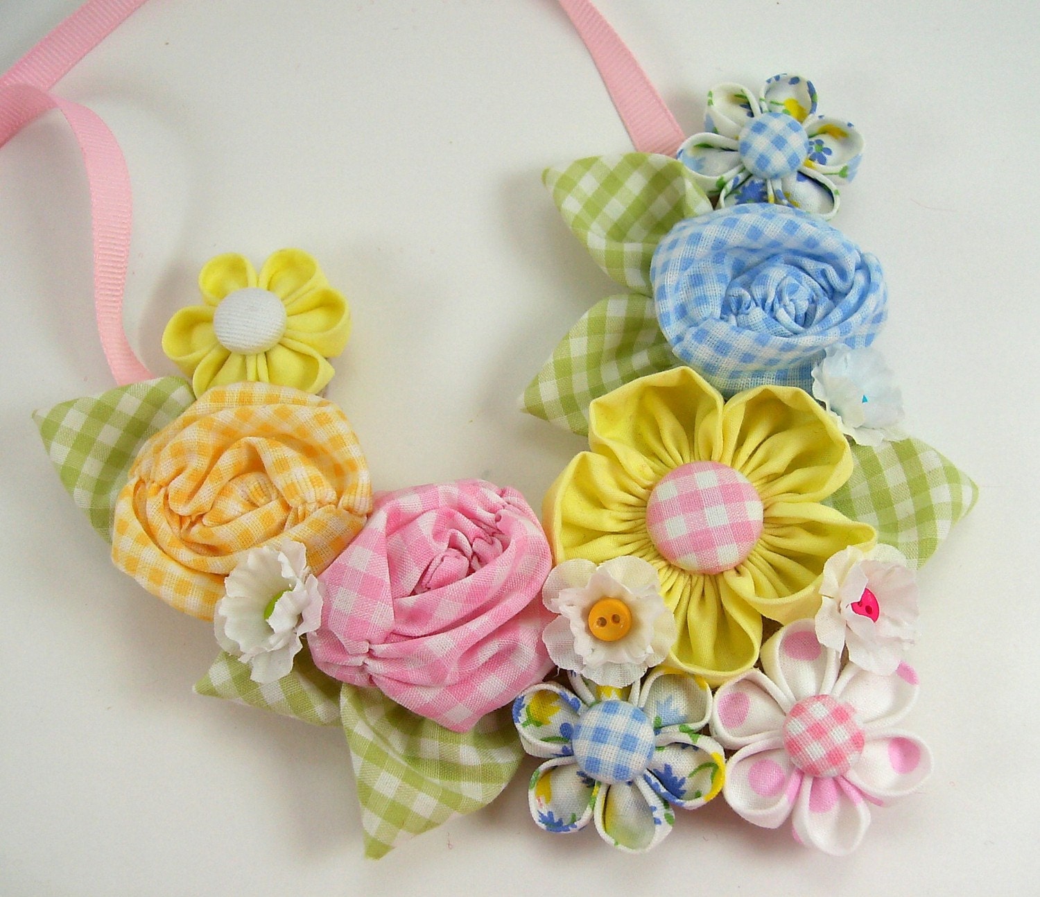 Fabric Flower Bib Necklace 2 PDF Tutorial ... NEW ... Includes 3 flower tutorials