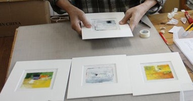 Mar. 1, 2012 - Original Abstract Oil Painting - 9x9 painting (9 x 9 cm - app. 4 x 4 inch) with 8 x 10 inch mat