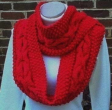 Knitting Pattern Hugs Kisses Scarf Pattern Cable Cowl Circle diy pdf INSTANT DOWNLOAD