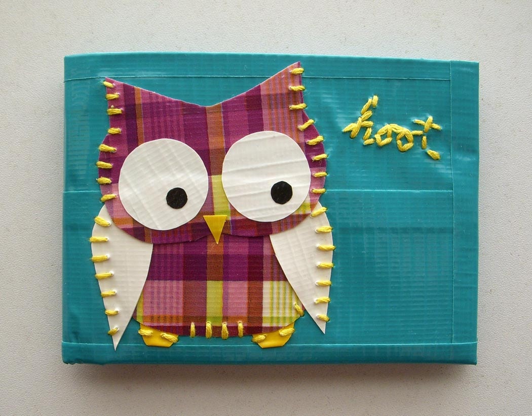 Plaid Owl Bifold Duct Tape Wallet - Teal