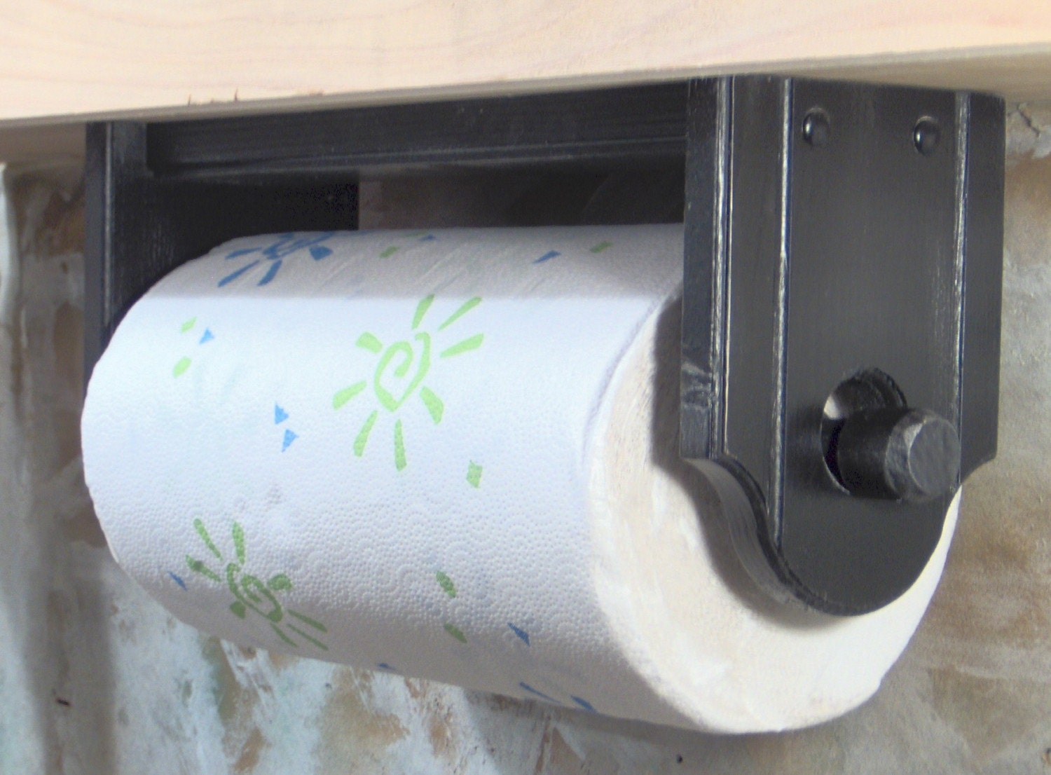 Paper towel holder wall or under cabinet wood black